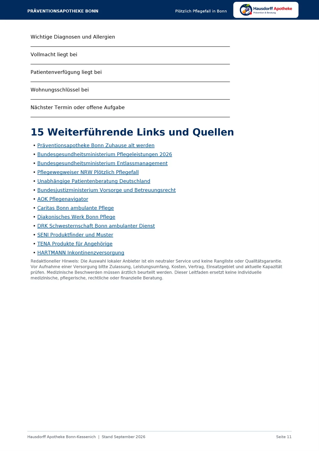 Seite 11: Weiterführende Links und Quellen